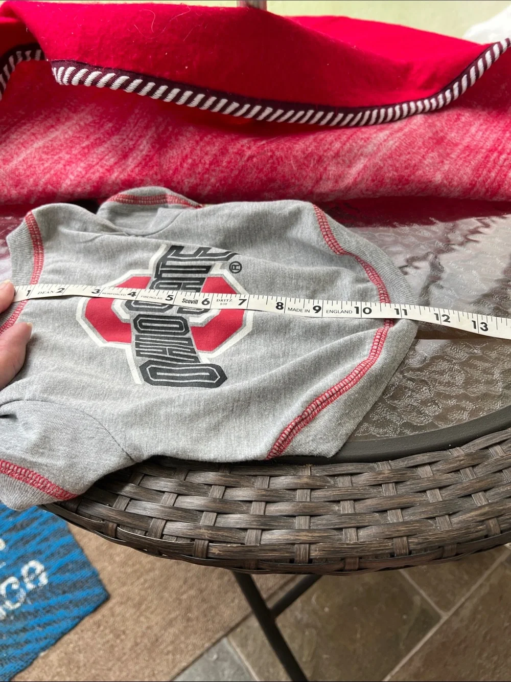 Ohio State Gray Pet Tee with Red Logo